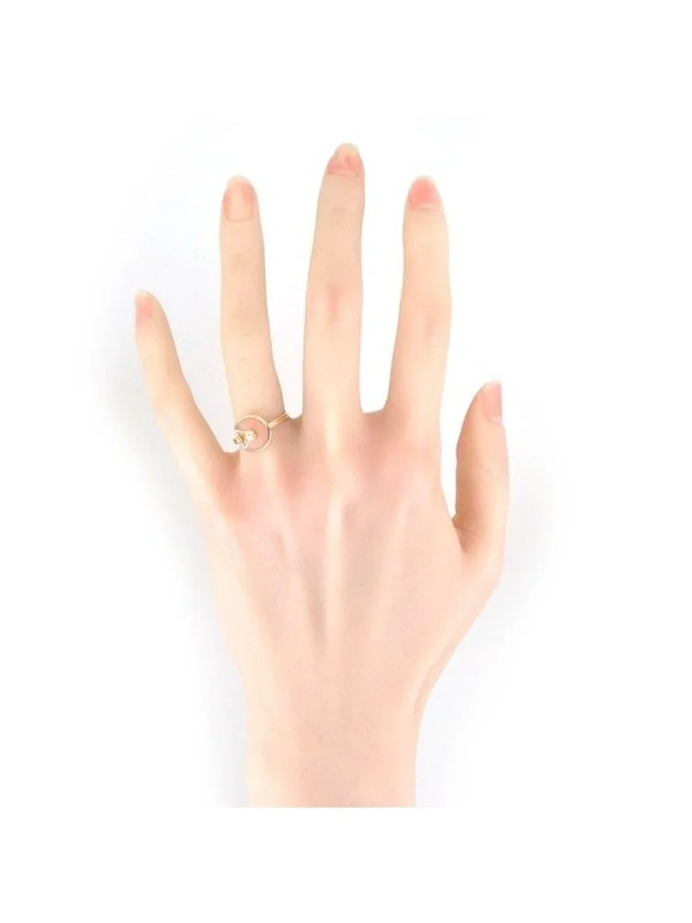 Cartier Ring Amulette Round Circle Pink Pearl Diamond 18k Gold